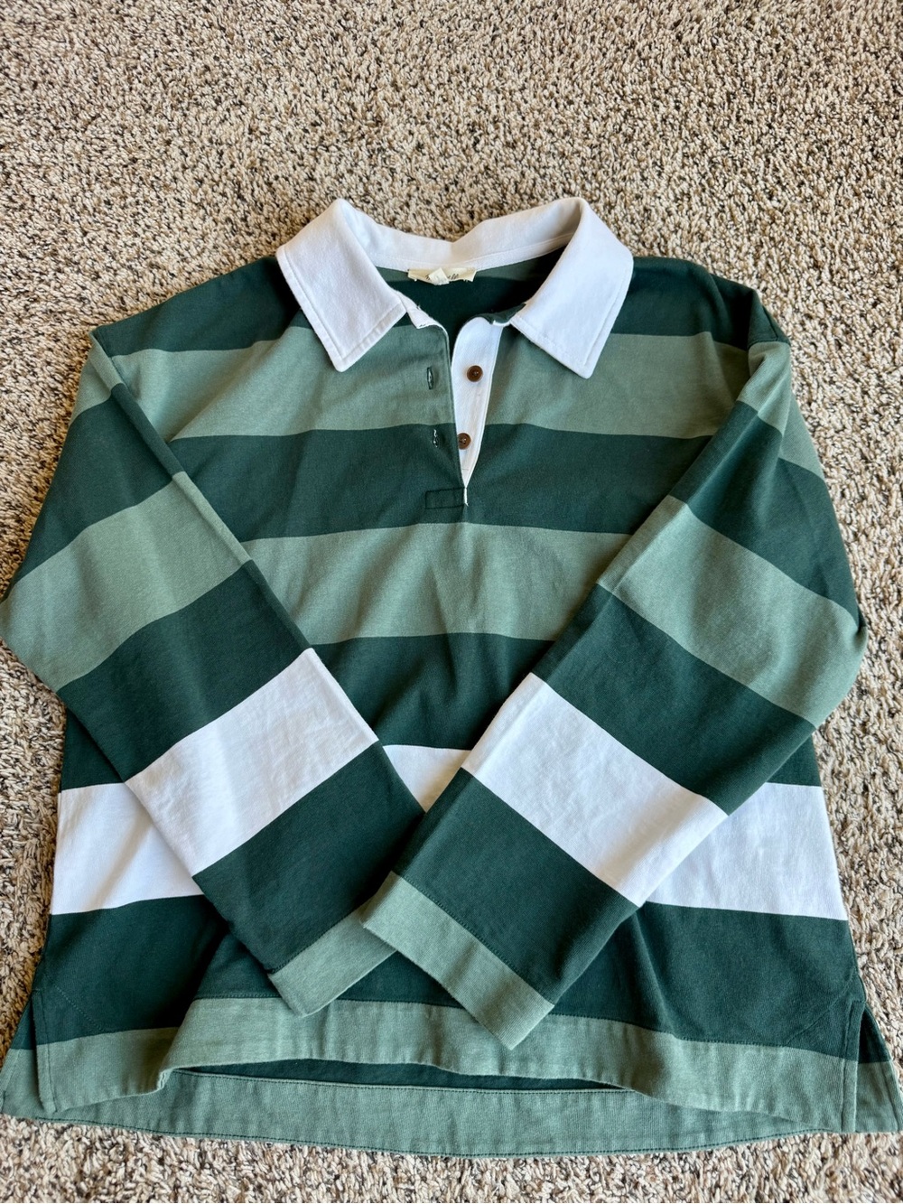 Madewell striped Rugby Polo Shirt in Green and White
